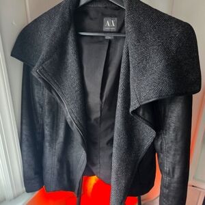 Armani Exchange Moto Jacket with Oversized Shawl Collar – Women’s M